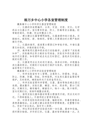 杨万乡中心小学各室管理规章制度细则