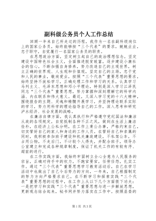 副科级公务员个人工作总结