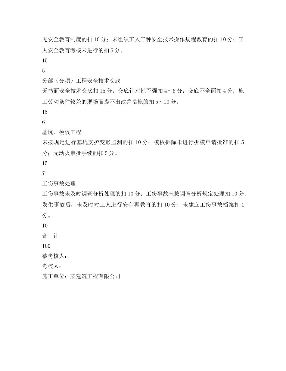 《安全管理资料》之项目技术负责人安全目标责任考核表 _第2页