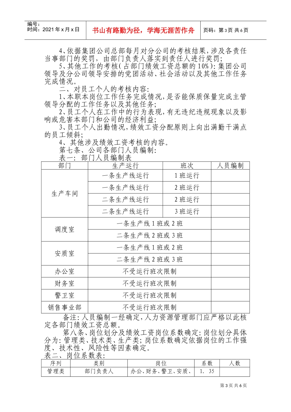 某某公司绩效工资考核分配方案介绍_第3页