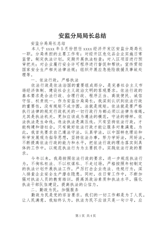 安监分局局长总结
