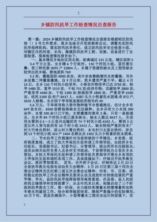乡镇防汛抗旱工作检查情况自查报告