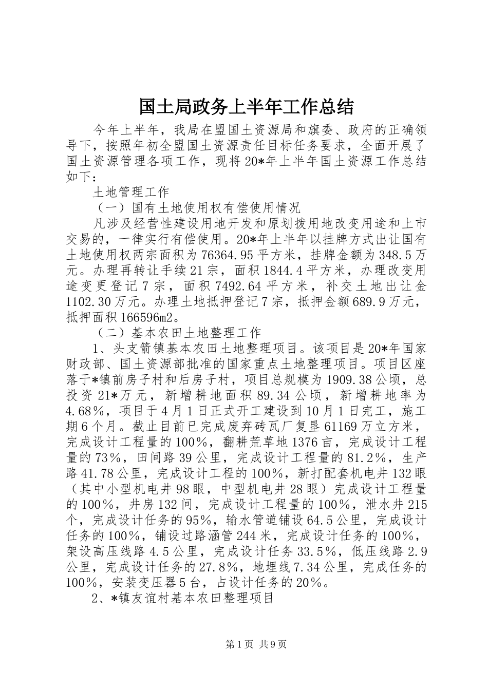 国土局政务上半年工作总结_第1页