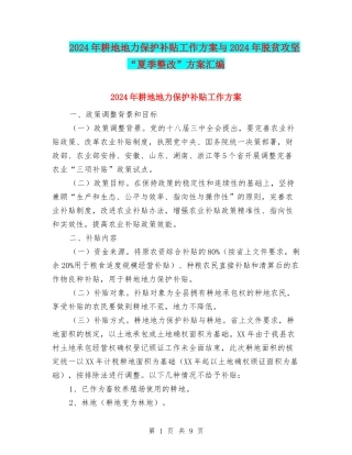 2024年耕地地力保护补贴工作方案与2024年脱贫攻坚“夏季整改”方案汇编
