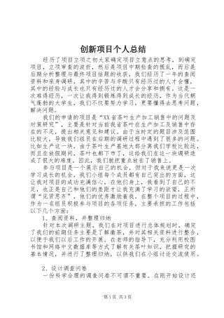 创新项目个人总结