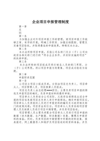 企业项目申报管理规章制度 