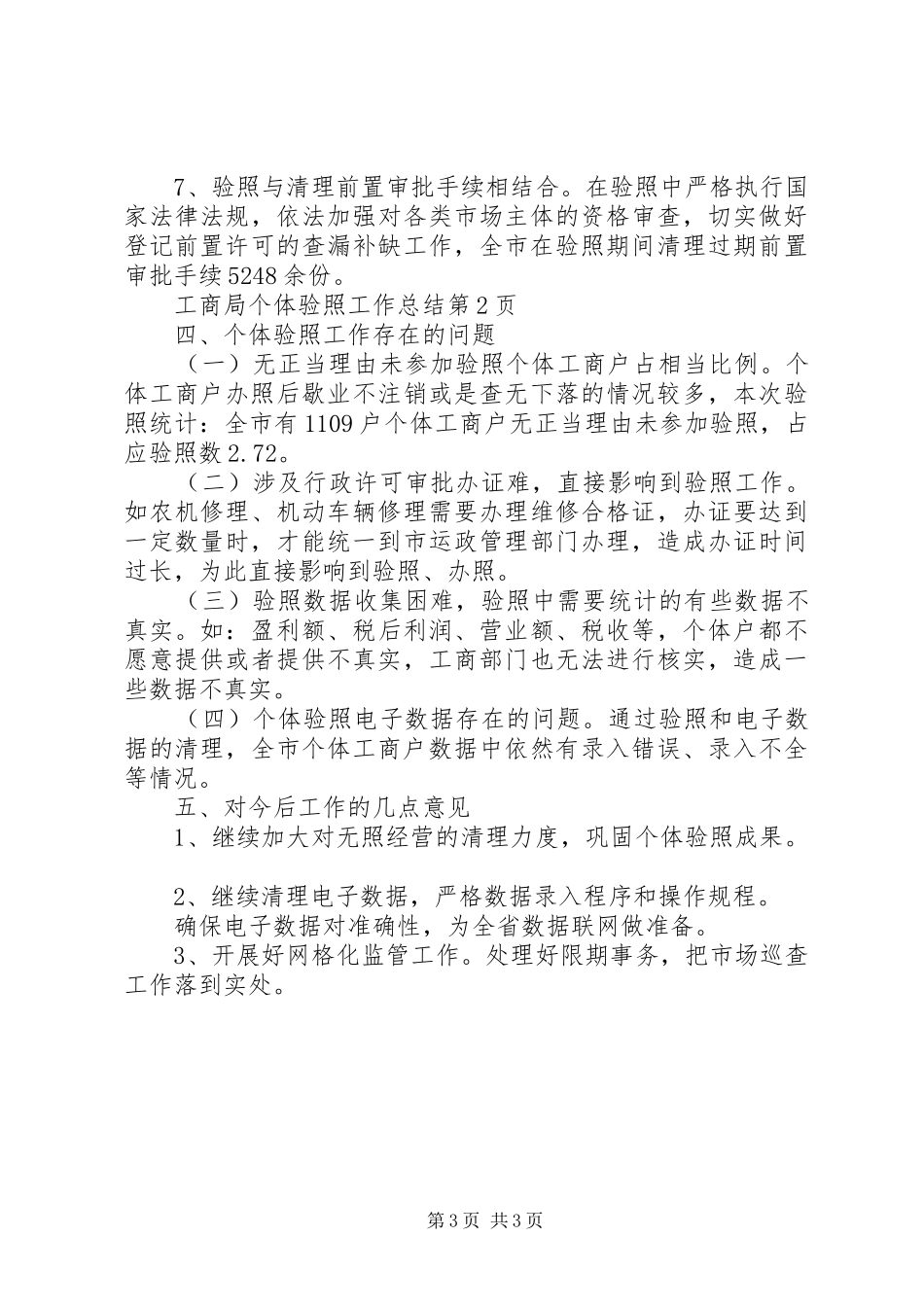 工商局个体验照工作总结_第3页