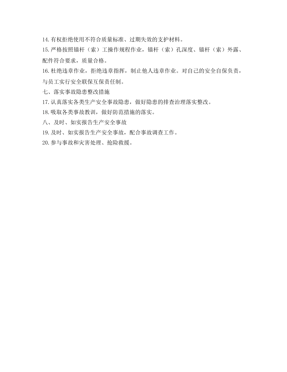 《安全管理制度》之锚杆(索)支护工安全生产责任制 _第2页