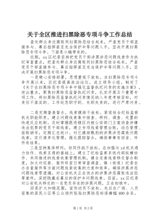 关于全区推进扫黑除恶专项斗争工作总结