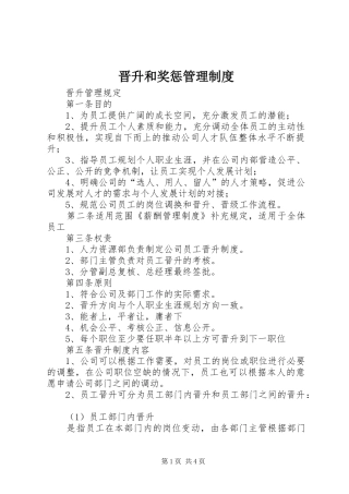 晋升和奖惩管理规章制度 