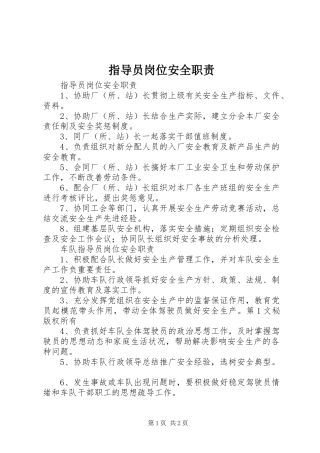 指导员岗位安全职责要求 (2)