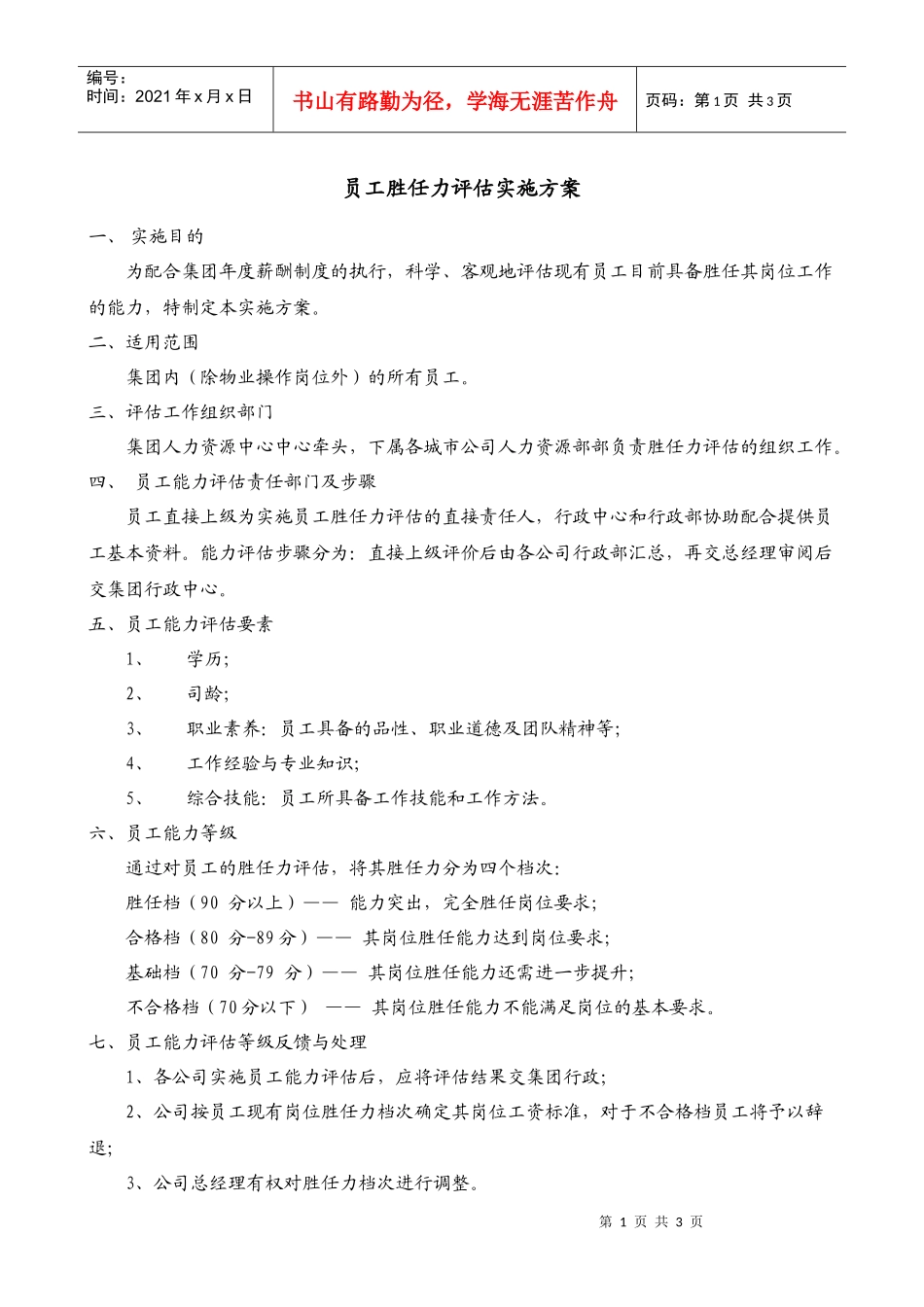 某集团公司员工胜任力评价方案_第1页