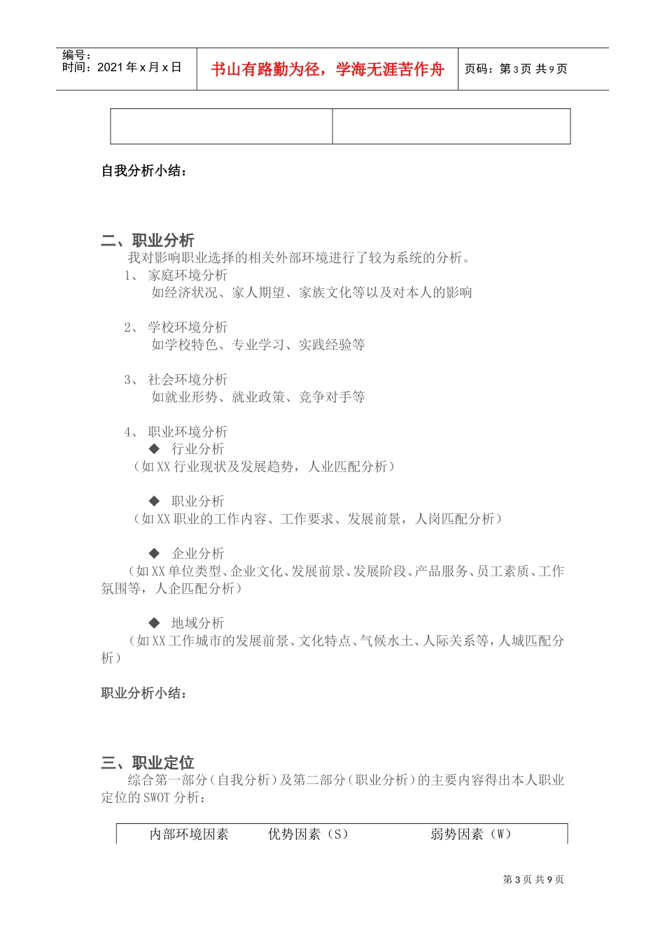 职业生涯规划设计书_第3页