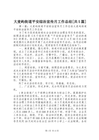 大麦屿街道平安综治宣传月工作总结[共5篇]