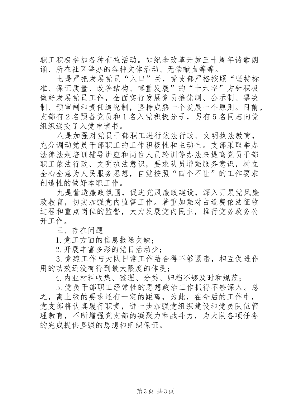 城建监察大队党支部半年总结_第3页