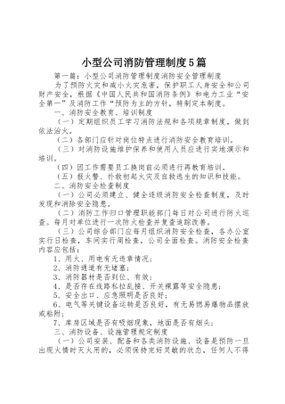 小型公司消防管理规章制度5篇
