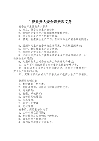 主要负责人安全职责要求和义务