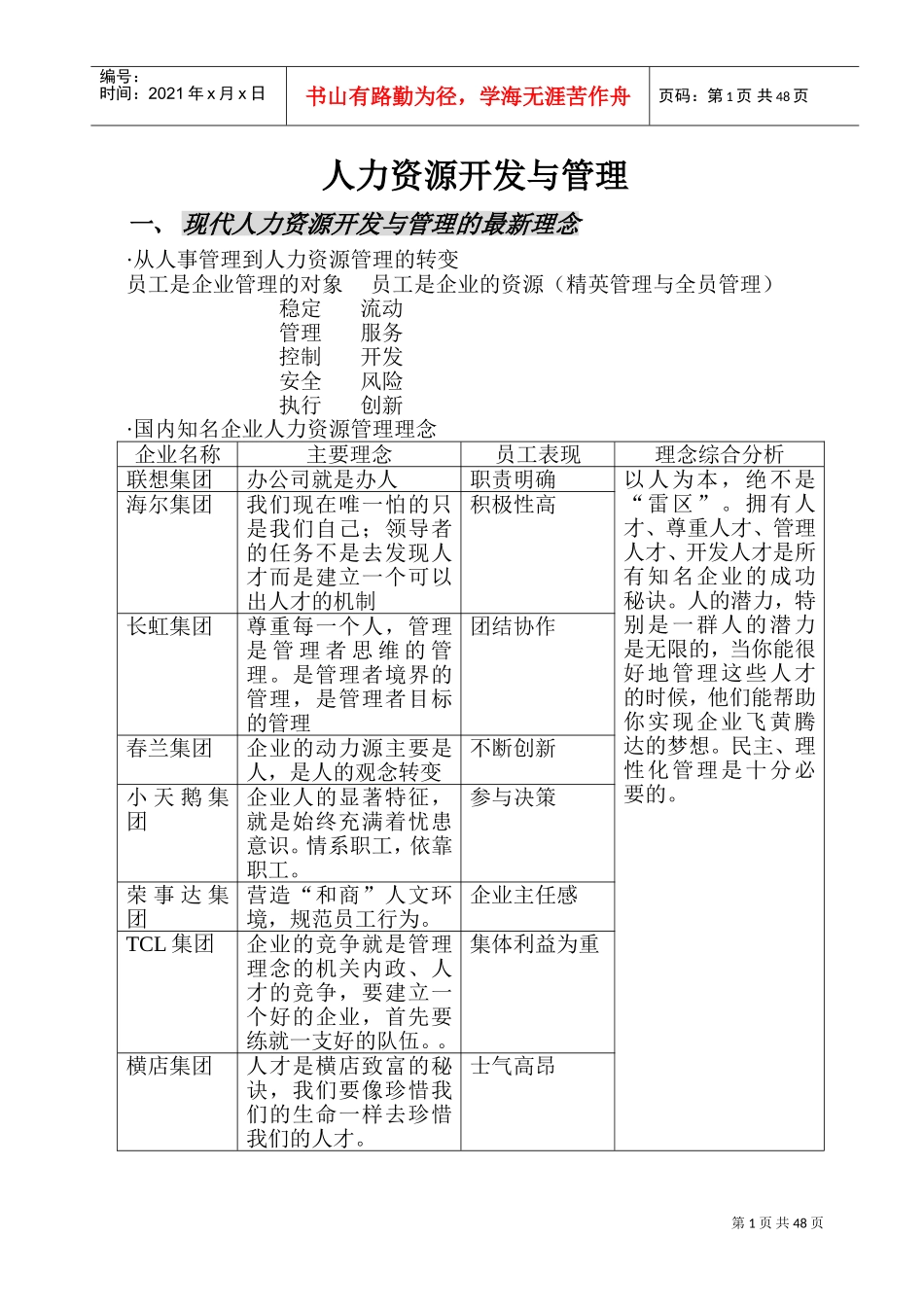 现代人力资源开发与管理的最新理念_第1页
