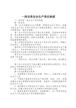 一岗双责安全生产责任规章制度细则