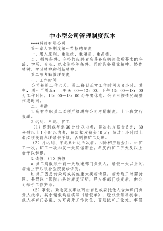 中小型公司管理规章制度范本 
