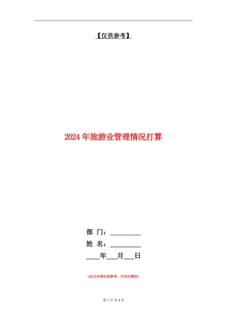 2024年旅游业管理情况打算