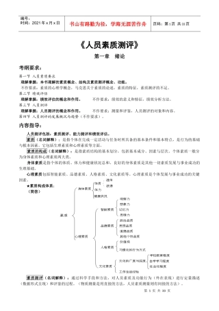 自考《人员素质测评理论与方法》考点分析