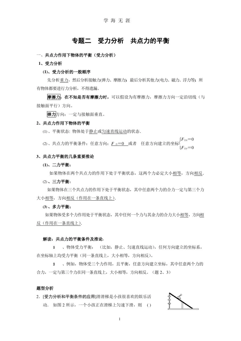 专题--高中力学(受力分析总结及题型分析).docx_第1页