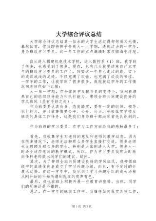 大学综合评议总结