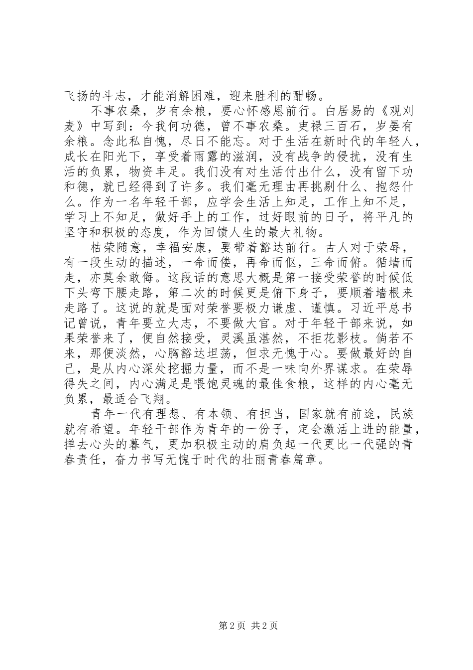 基层团干部的工作总结：年轻干部要避免暮气_第2页