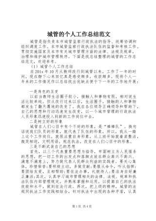 城管的个人工作总结范文