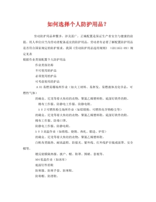 《安全管理职业卫生》之如何选择个人防护用品？ 