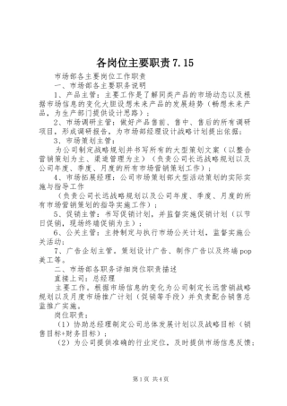 各岗位主要职责要求7.15