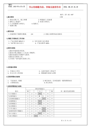 车、铣工师傅 职位说明
