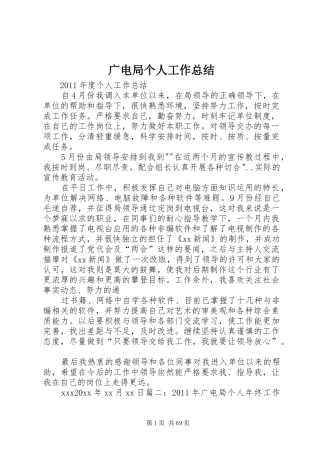 广电局个人工作总结