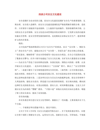 《安全文化》之浅谈公司安全文化建设 