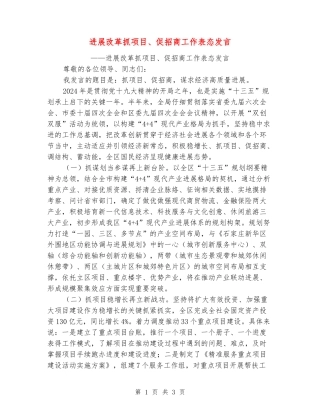 发展改革抓项目、促招商工作表态发言