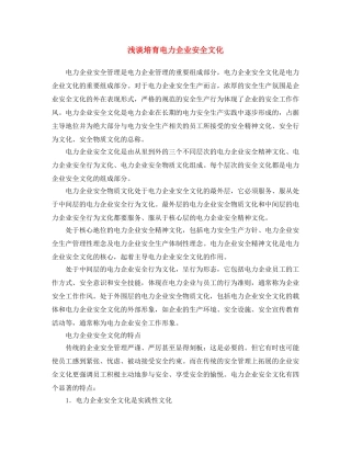 《安全文化》之浅谈培育电力企业安全文化 