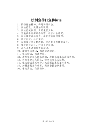 法制宣传日宣传标语集锦