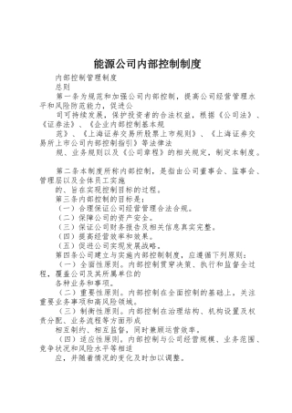 能源公司内部控制规章制度 