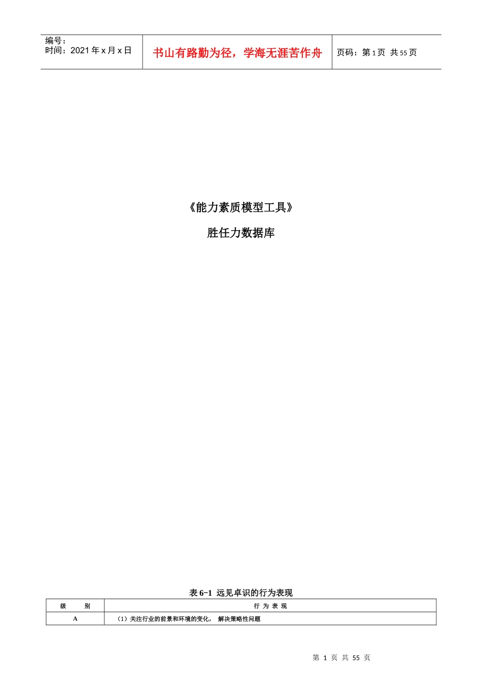 能力素质模型工具之胜任力数据库_第1页