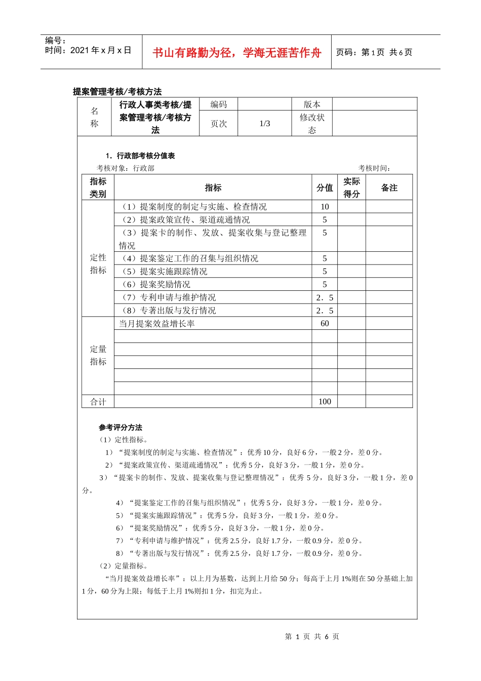 提案管理考核考核方法_第1页