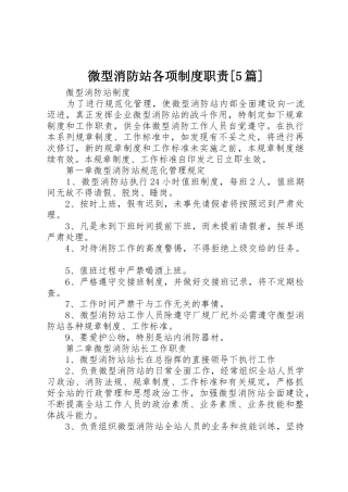 微型消防站各项规章制度细则职责要求[5篇]