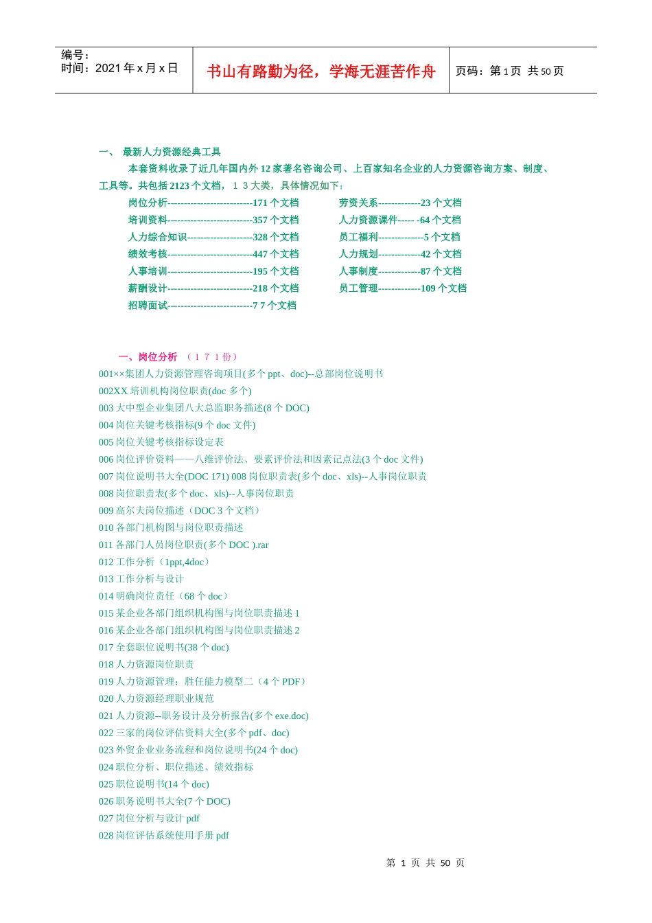最新人力资源经典工具_第1页
