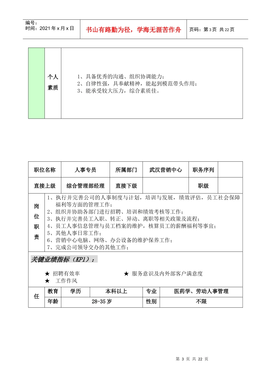 营销中心部门职责及岗位设置_第3页