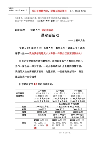 职场秘笈——规划人生谋定而后动