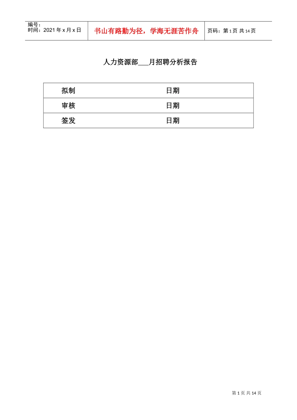 某某公司人力资源部招聘分析报告_第1页