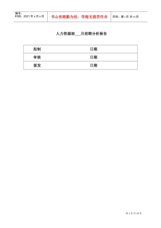 某某公司人力资源部招聘分析报告