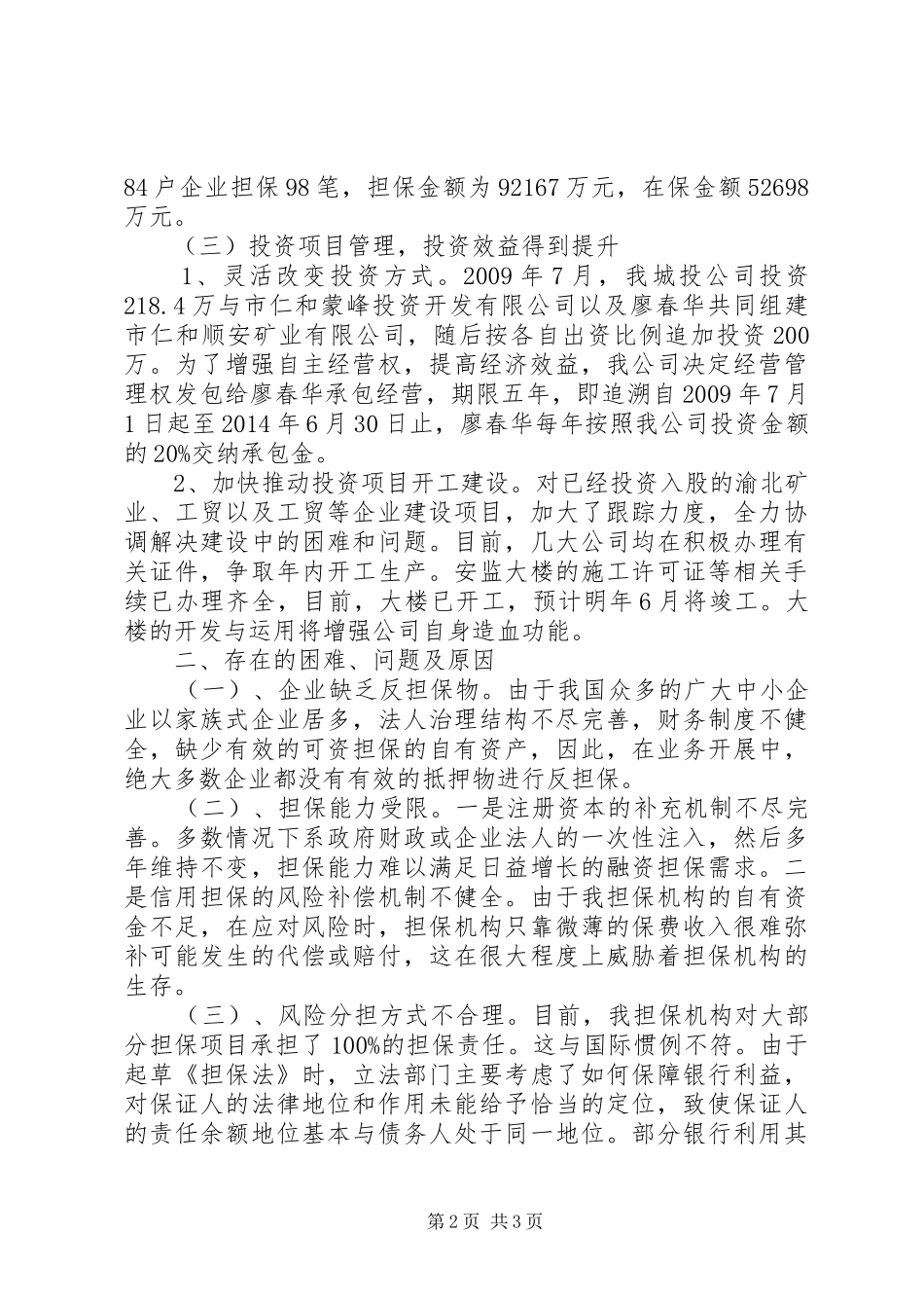 国资公司上年工作总结及下年打算_第2页