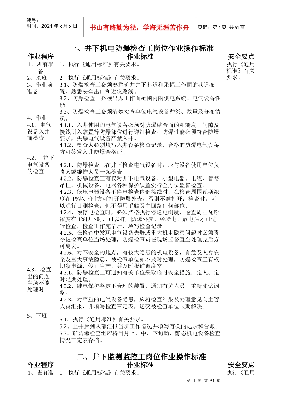机电工种岗位操作标准_第1页