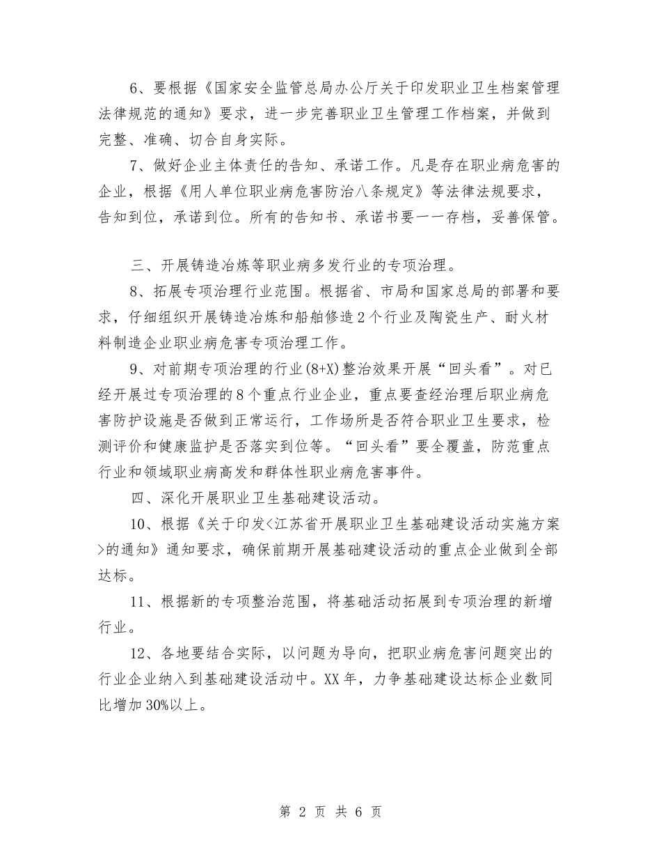 2024年度职业卫生监管活动要点与2024年度职业卫生监管监察工作要点汇编_第2页